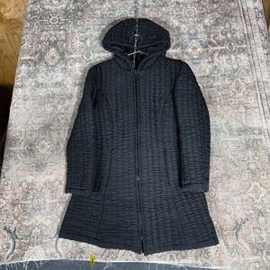Rose Schott by Schott NYC Reversible Hooded Parka Black Ruched Textured Coat L